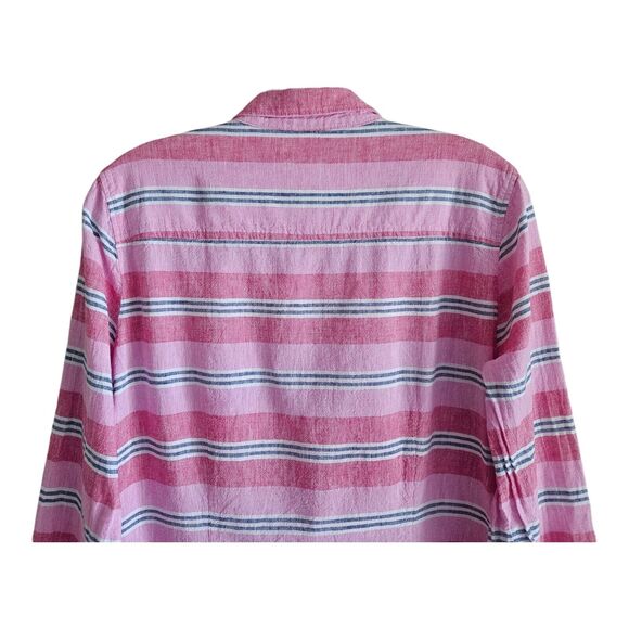 J. CREW Women's S Shirt Button Up Pink Striped Linen Cotton Long Sleeve Bust 38" - Picture 6 of 8